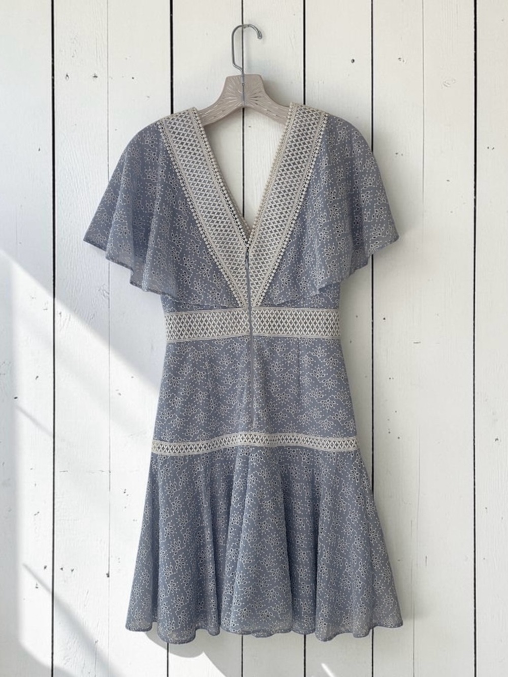 Gianni Bini Alice Light Blue Embroidered Eyelet Lace Trim Sundress Size 0 - Picture 3 of 14